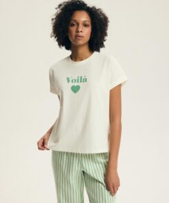 Piżama damska Henderson długie spodnie krótki rękaw zielona