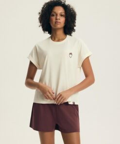 Piżama damska Henderson z krótkimi spodenkami ecru brąz