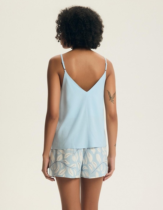 Piżama damska Henderson krótkie spodnie cienkie ramiączka błękit - obrazek 3