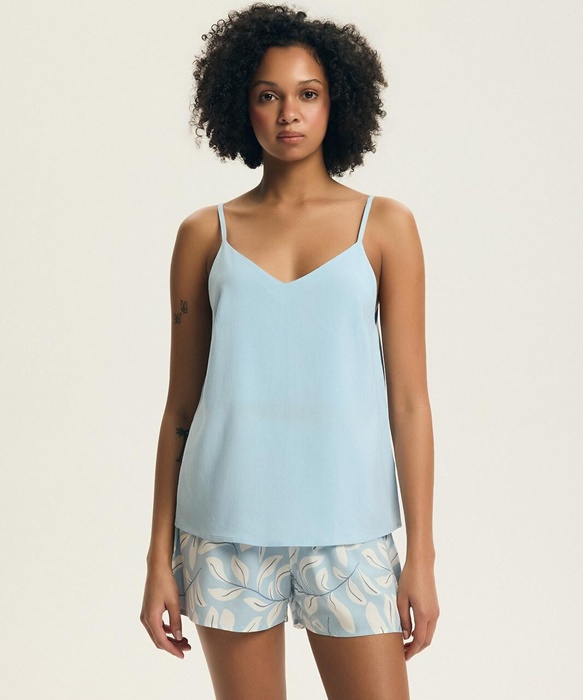 Piżama damska Henderson krótkie spodnie cienkie ramiączka błękit