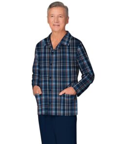 Piżama męska Martel 403 Antoni długi rękaw rozpinana granat krata