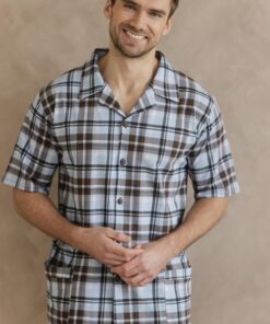 Alternative view of Piżama męska Taro krótki rękaw i długie spodnie Rozpinana brąz