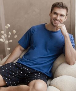 Piżama męska Taro krótki rękaw i krótkie spodnie Bawełniana jeans