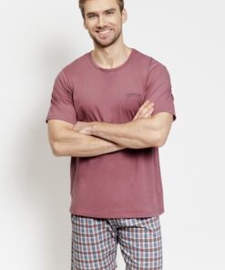 Alternative view of Piżama męska Taro krótki rękaw i krótkie spodnie jasne bordo