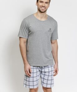 Piżama męska Taro z krótkim rękawem i krótkimi spodenkami szara