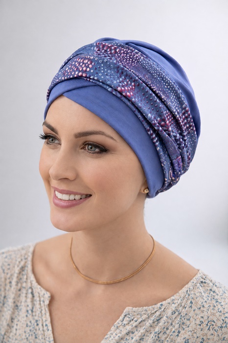 Turban Ela niebieski + wzór w plamki