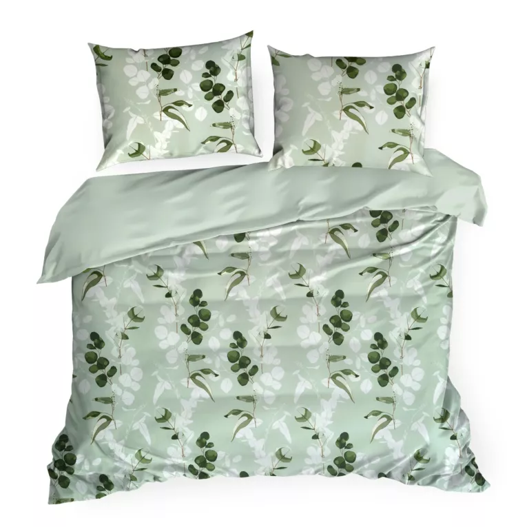 Zielona pościel w listki ze 100% bawełny miękkiej Satynowej Polska Pościel - obrazek 4