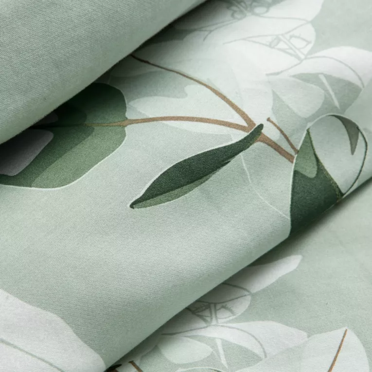 Zielona pościel w listki ze 100% bawełny miękkiej Satynowej Polska Pościel - obrazek 2