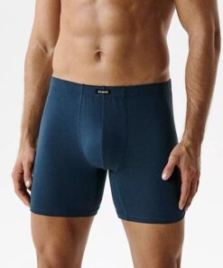 Bokserki Atlantic pakiet 2 sztuki dopasowany fason granat czarne