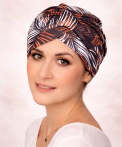 Czepek kąpielowy Larysa - brązowy w palmy