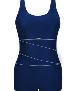 Alternative view of Strój kąpielowy jednoczęściowy Sportowy z szortami granatowy