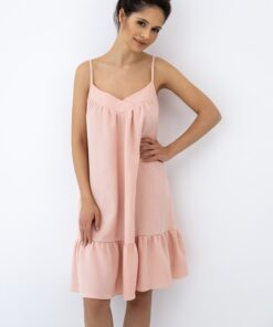 Koszula nocna Sensis cienkie ramiączka łososiowa Muślinowa