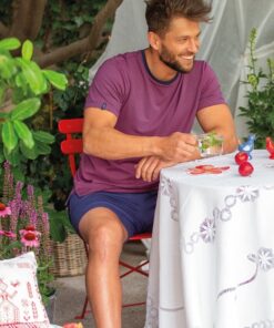 Alternative view of Piżama męska Key Bambusowa krótkie spodenki granat bordo