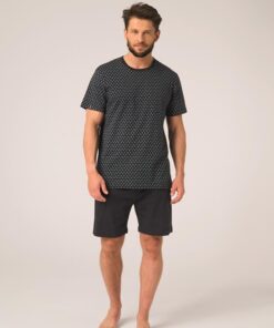 Alternative view of Piżama męska Key Bawełniana krótkie spodenki czarny granat