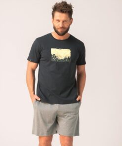 Piżama męska Key Bawełniana krótkie spodenki granat szary