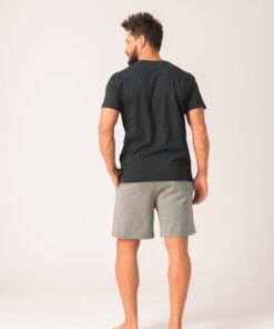 Alternative view of Piżama męska Key Bawełniana krótkie spodenki granat szary