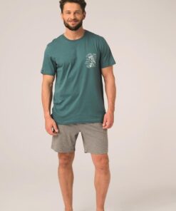 Alternative view of Piżama męska Key Bawełniana krótkie spodenki morski szary