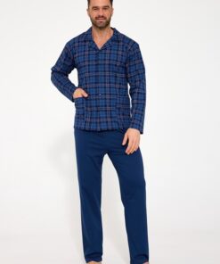 Alternative view of Piżama męska Cornette długi rękaw Rozpinana koszula granatowa