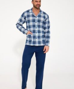 Alternative view of Piżama męska Cornette długi rękaw Rozpinana koszula niebieska