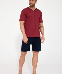 Alternative view of Piżama męska Cornette krótki rękaw krótkie spodenki bordowa