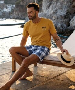 Piżama męska Cornette bawełniana krótkie spodnie miodowa