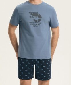 Piżama męska Henderson krótki rękaw krótkie spodnie niebieska