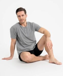 Alternative view of Bawełniana Piżama męska krótkie spodenki czarno szara