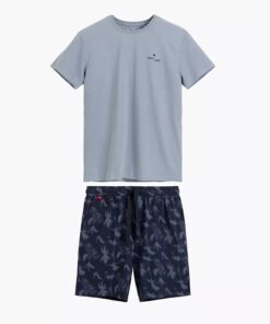 Alternative view of Piżama męska Atlantic krótkie spodnie bawełna niebieski denim