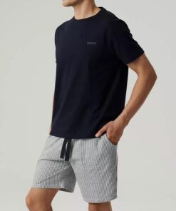 Piżama męska Atlantic krótki rękaw krótkie spodnie granat szary