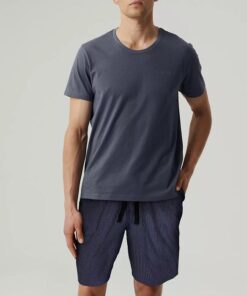 Piżama męska Atlantic krótki rękaw krótkie spodnie niebieski granat