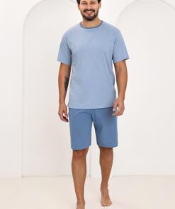 Alternative view of Piżama męska Regina bawełniana krótkie spodenki niebieska