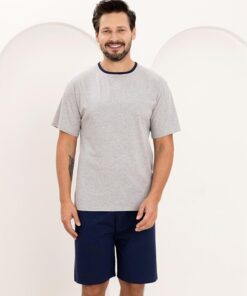 Piżama męska Regina bawełniana krótkie spodenki szara