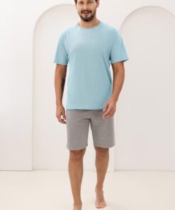 Alternative view of Piżama męska Regina bawełniana krótkie spodenki turkusowa