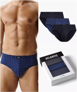 Slipy męskie Atlantic majtki zestaw 3 sztuki granat niebieski