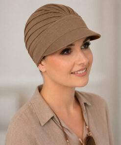 Turban Ariela Zestaw turban kawowy + daszek kawowy
