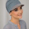 Turban Ariela Zestaw turban szaroniebieski + daszek szary