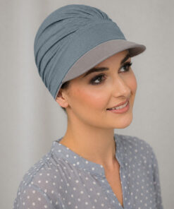 Turban Ariela Zestaw turban szaroniebieski + daszek szary