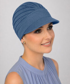 Turban Ariela Zestaw turban niebieski + daszek niebieski