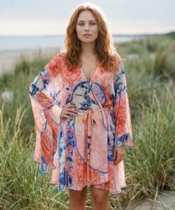 Lekkie Pareo tunika plażowa narzutka Irall czarny morela szafir 35