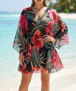 Alternative view of Lekkie Pareo tunika plażowa narzutka Irall czarny czarno czerwony 36