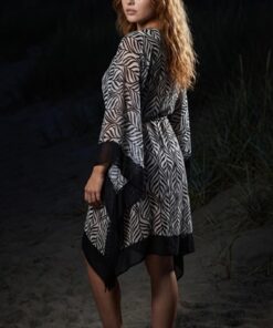 Alternative view of Cienkie Pareo tunika plażowa narzutka Irall ecru czarny wzór 42