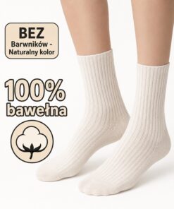 NATURALNE Skarpetki damskie 100% bawełniane BEZ barwników