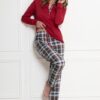 Piżama damska M-max Leveza długa rozpinana góra rubinowa - obrazek 4