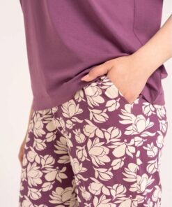 elegancka fioletowa pizama bawełniana damska