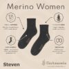 Skarpetki Merino damskie Steven z Wełną Merynosów prążek bordowe - obrazek 3