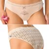Figi damskie majtki Key pakiet 2 szt. Mini bikini Bawełna ecru beż