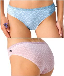 Figi damskie majtki Key pakiet 2 szt. Mini bikini Bawełna róż niebieski