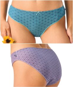 Figi damskie majtki Key pakiet 2 szt. Mini bikini Bawełna błękit fiolet