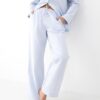 Piżama damska Sensis długi rękaw rozpinana paski jasny błękit - obrazek 12