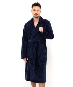 Elegancki Szlafrok męski Sensis ciemno granatowy